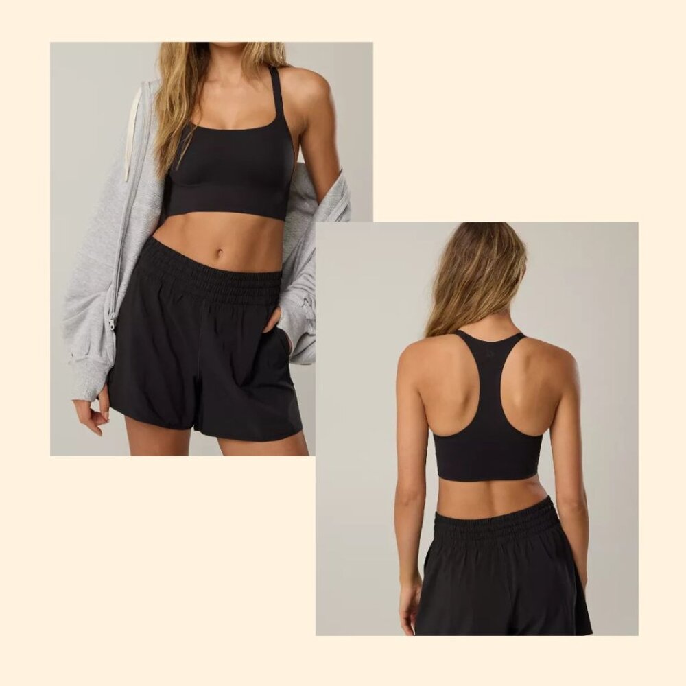 OFFLINE by Aerie Real Me Xtra Hold Up! Racerback Sports Bra, Black, Size L